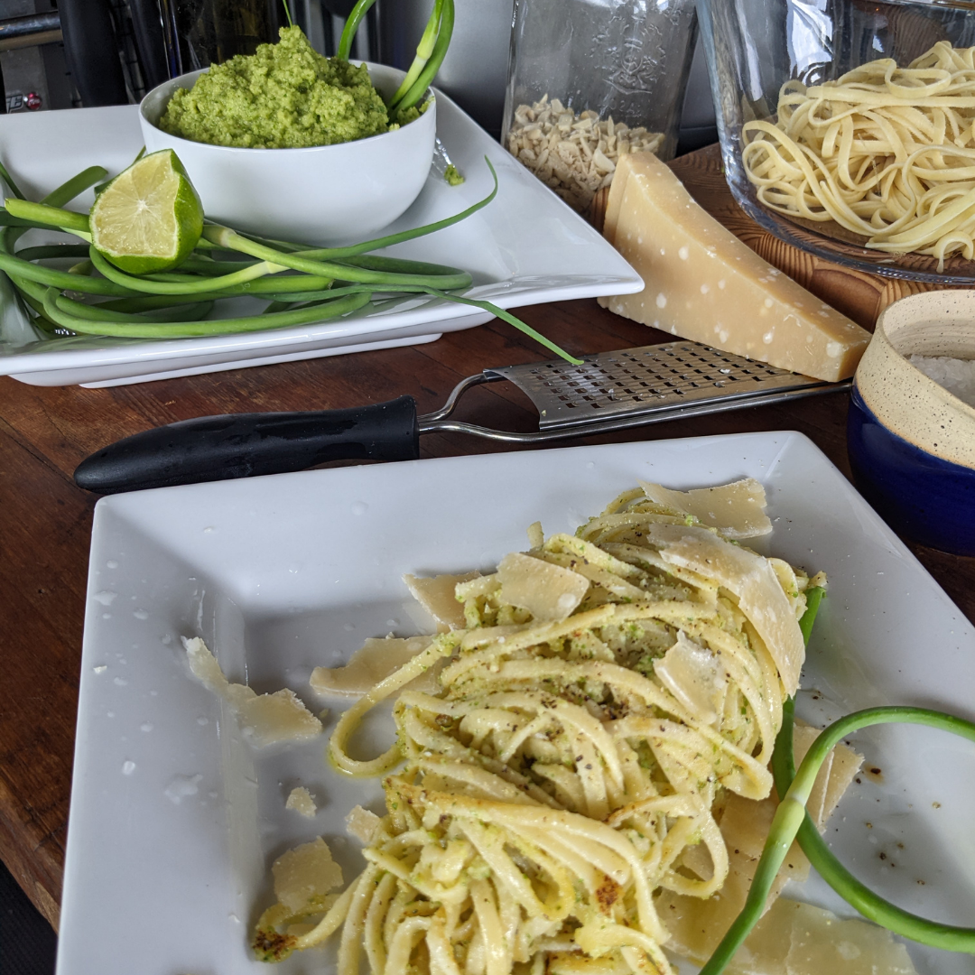 Garlic Scape Pesto Linguini Recipe