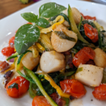 Seared Scallops with Zucchini Noodles and Thai Basil