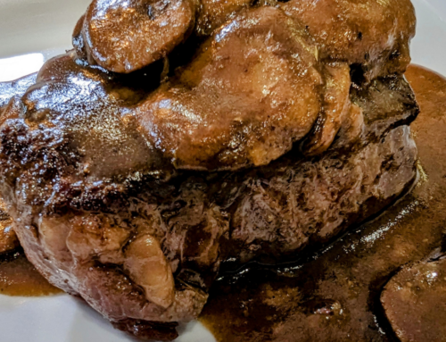 Butter Basted Steak with Mushroom Red Wine Sauce (Oui, Chef! Class)