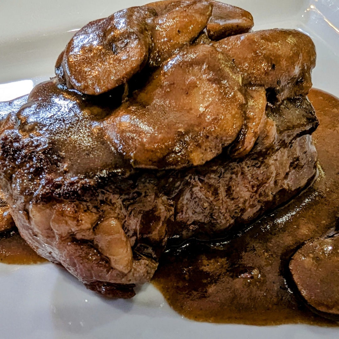 Butter Basted Steak with Mushroom Red Wine Sauce Recipe