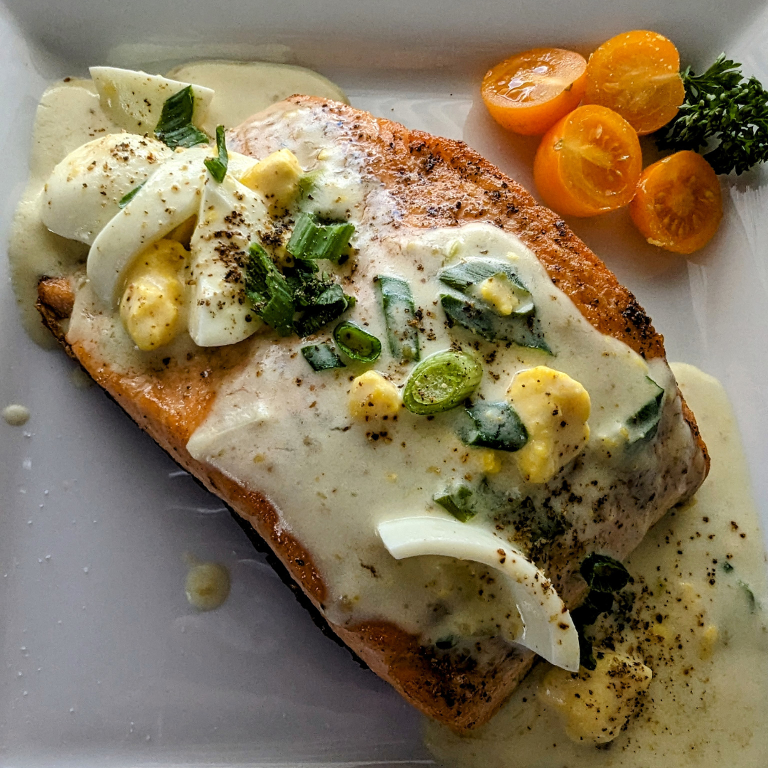 Salmon with an Old Fashioned Egg Sauce, recipe