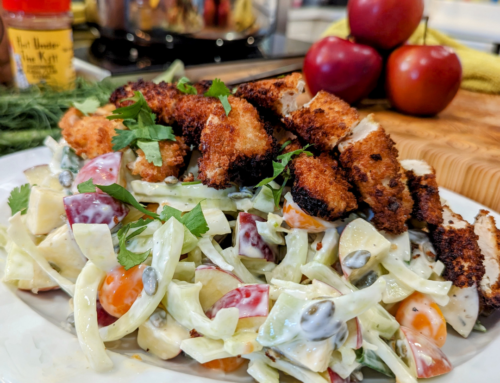 Apple and Fennel Citrus Salad with Crunchy Chicken Strips
