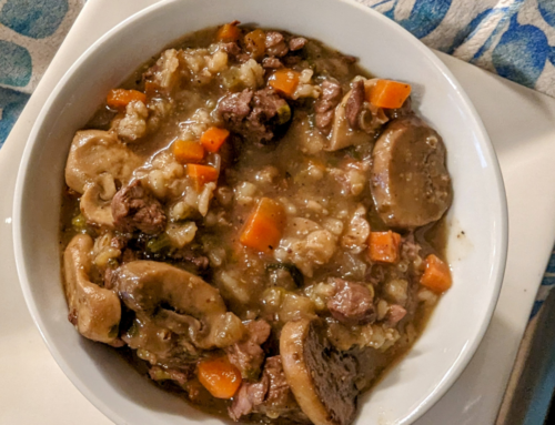 Slow Simmered Beef Barley Soup with Mushrooms
