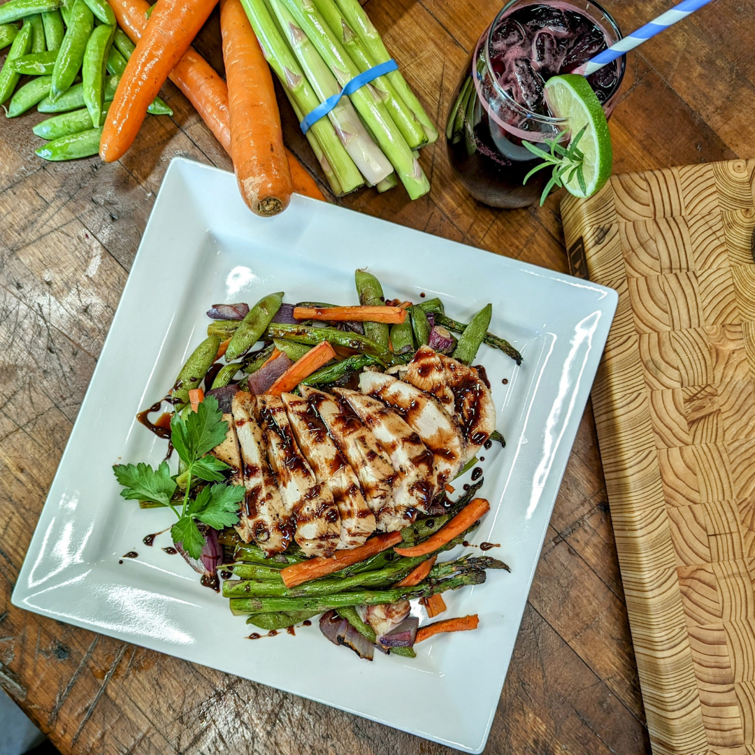 Succulent Chicken with Grilled Vegetables and a Haskap Maple Reduction recipes