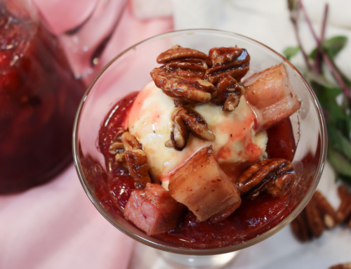 Peppered Strawberry Sundae with Candied Pecans and Bacon