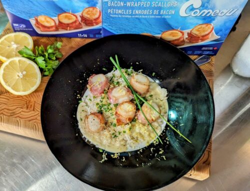Comeau Seafoods Bacon Wrapped Scallops with Honey Dijon Sauce