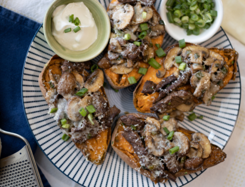 Steak and Mushroom Stuffed Sweet Potatoes